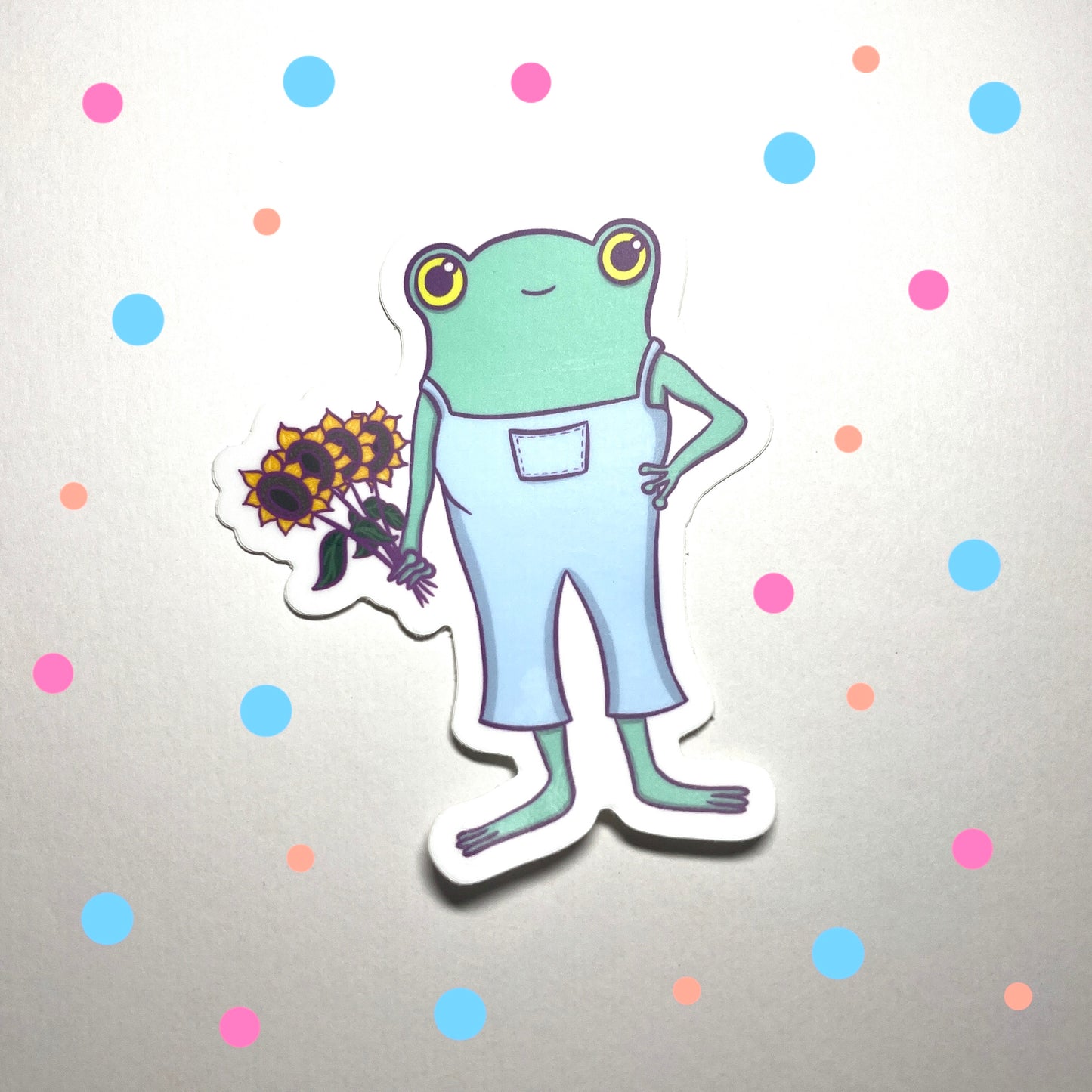 Sunflower Frog Waterproof Vinyl Sticker