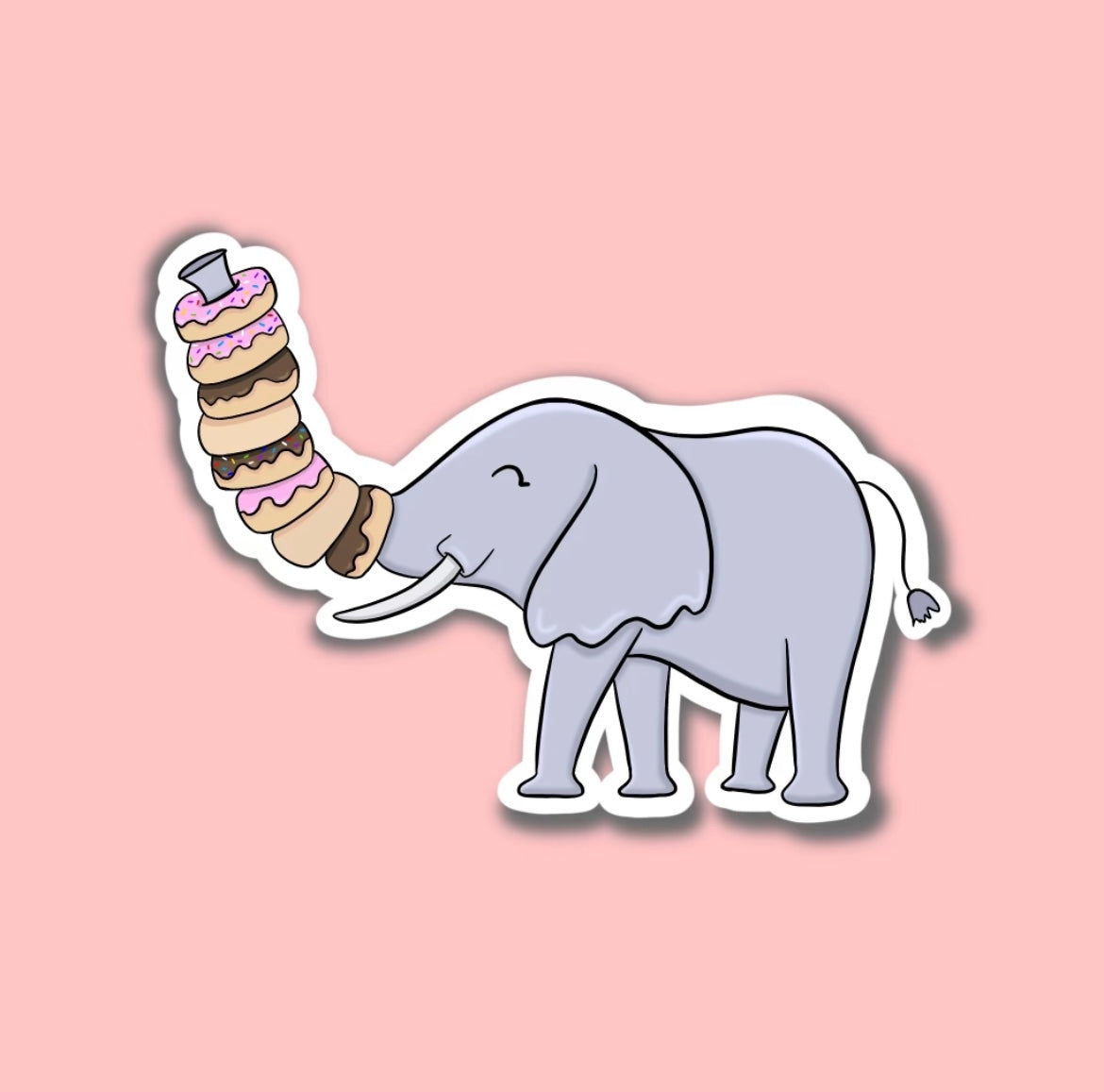 Donut Elephant Waterproof Vinyl Sticker