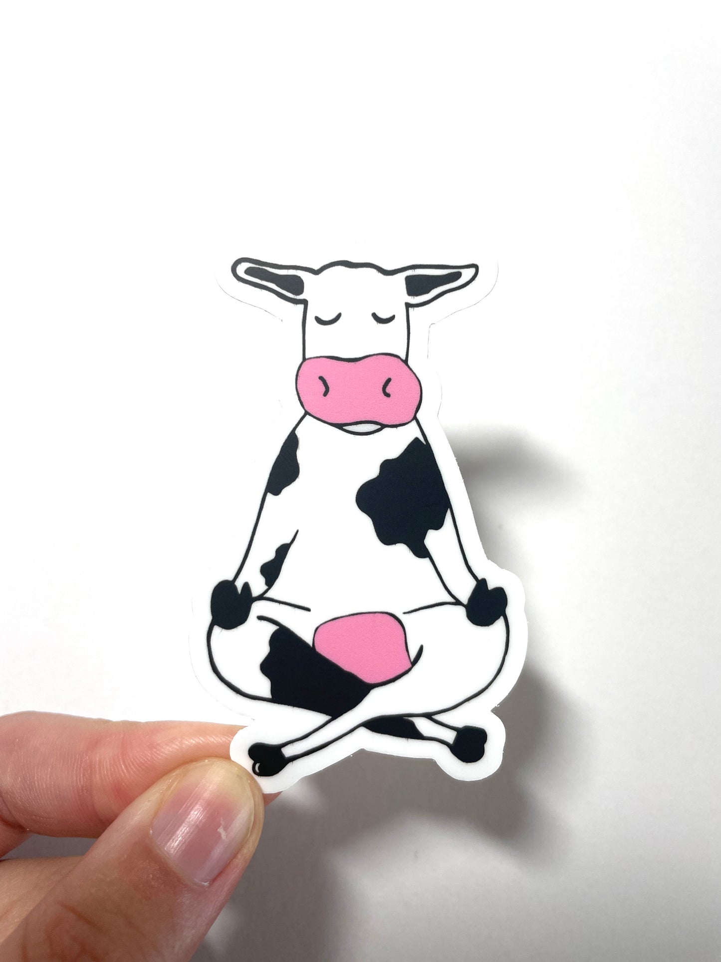 Meditating Cow Waterproof Vinyl Sticker