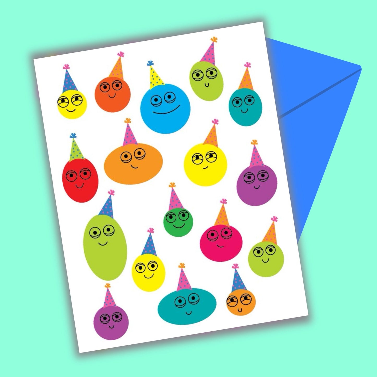 Party Hats Happy Birthday Greeting Card