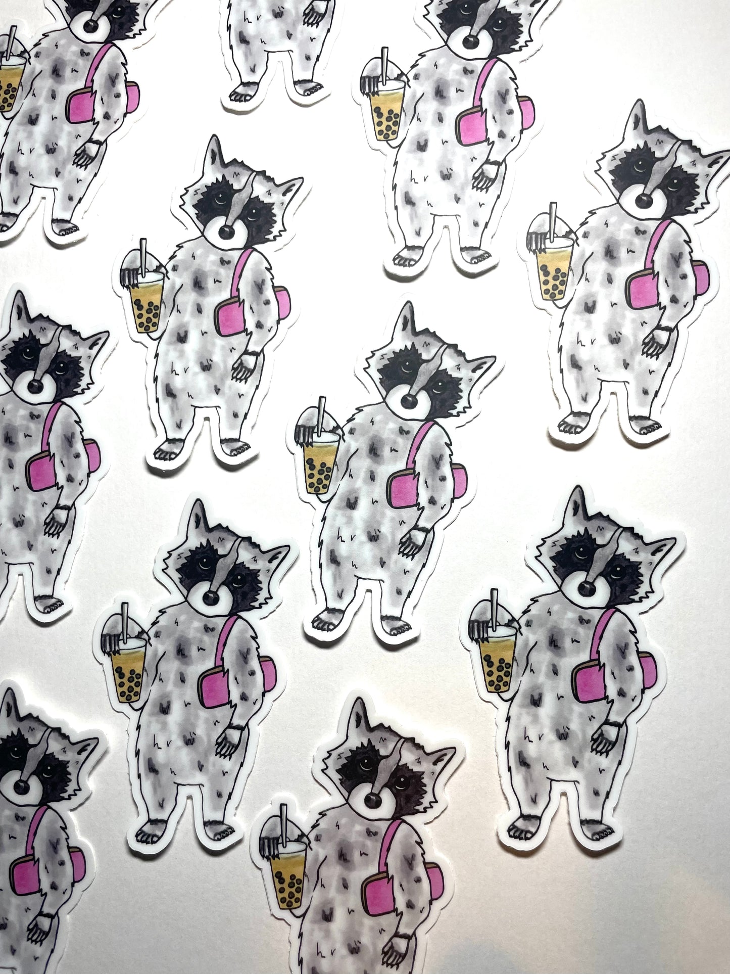 Raccoon Boba Waterproof Vinyl Sticker