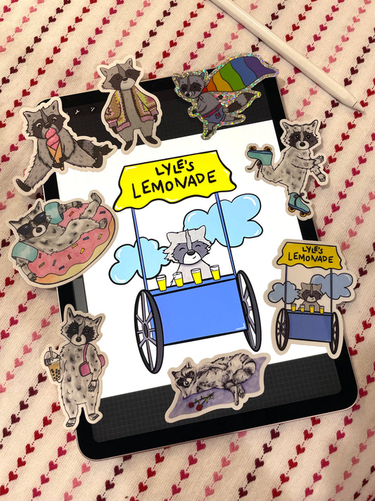 Raccoon Lemonade Stand Waterproof Vinyl Sticker
