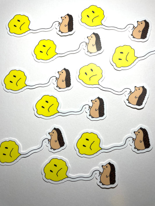Sad Hedgehog Waterproof Vinyl Sticker