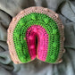 Pink and Green Rainbow Pillow