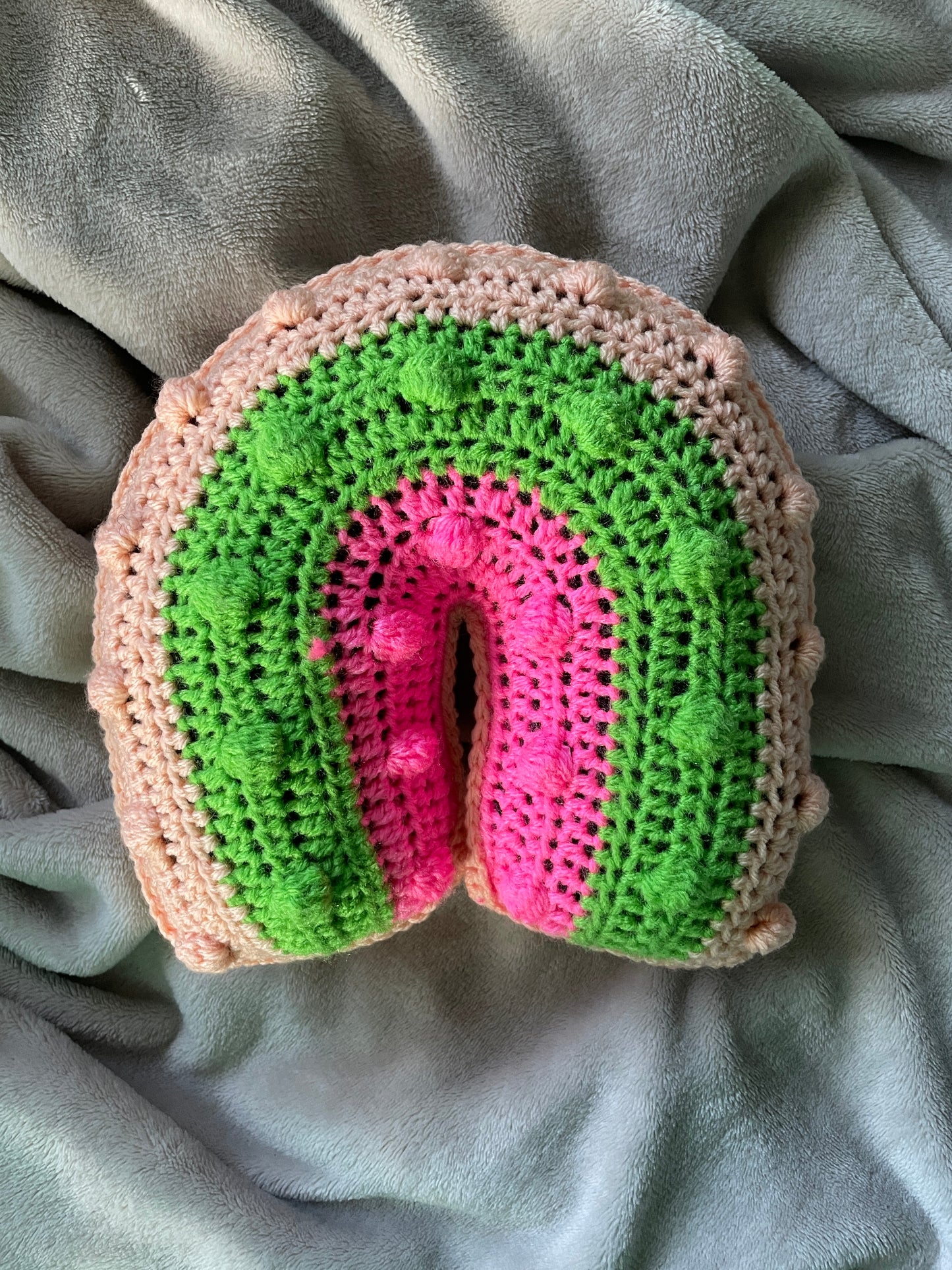 Pink and Green Rainbow Pillow