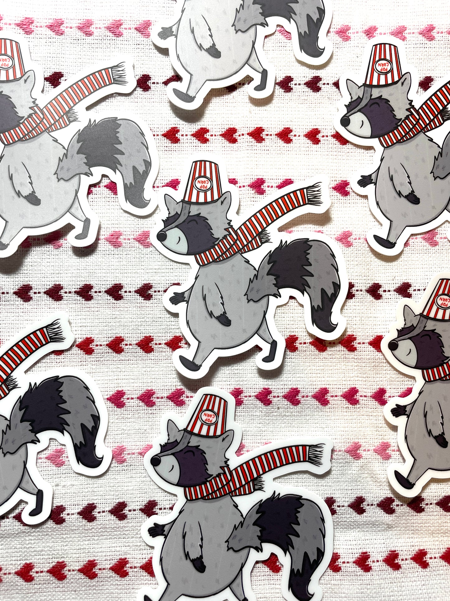 Popcorn Raccoon Waterproof Vinyl Sticker
