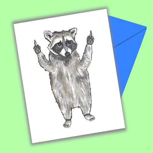 Middle Finger Raccoon Greeting Card