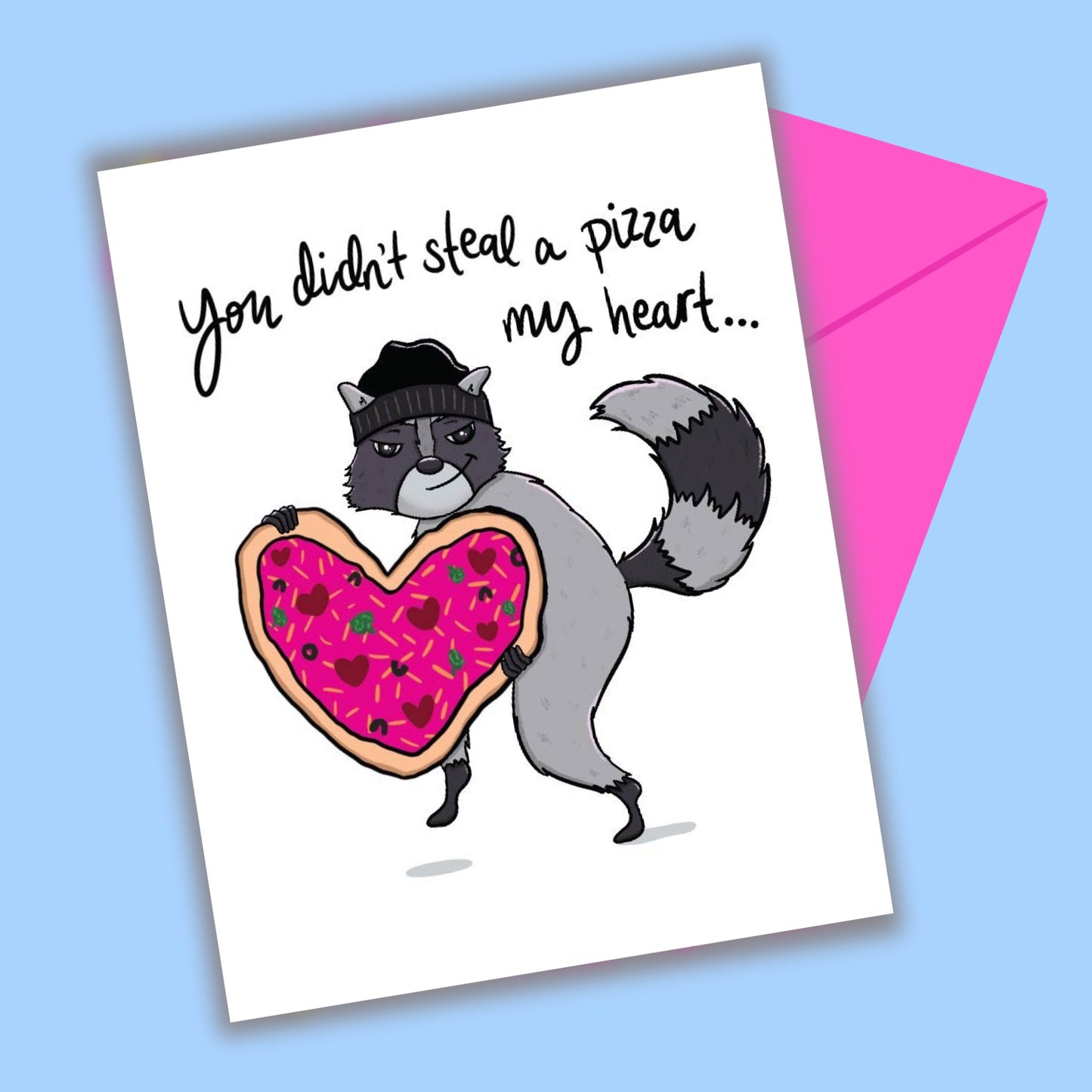 Raccoon Heart Thief Greeting Card