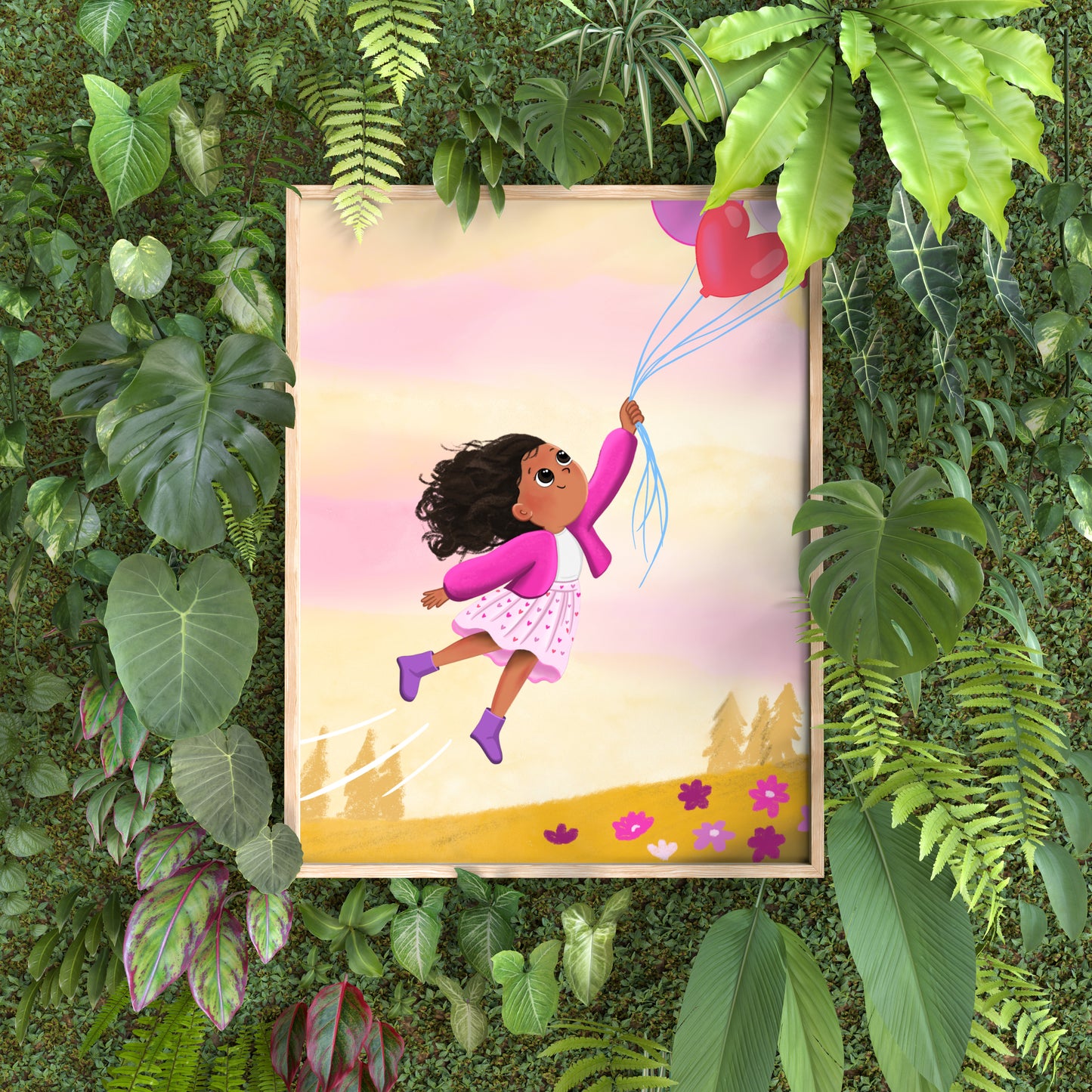 Little Girl With Balloons 8x10 in. Art Print