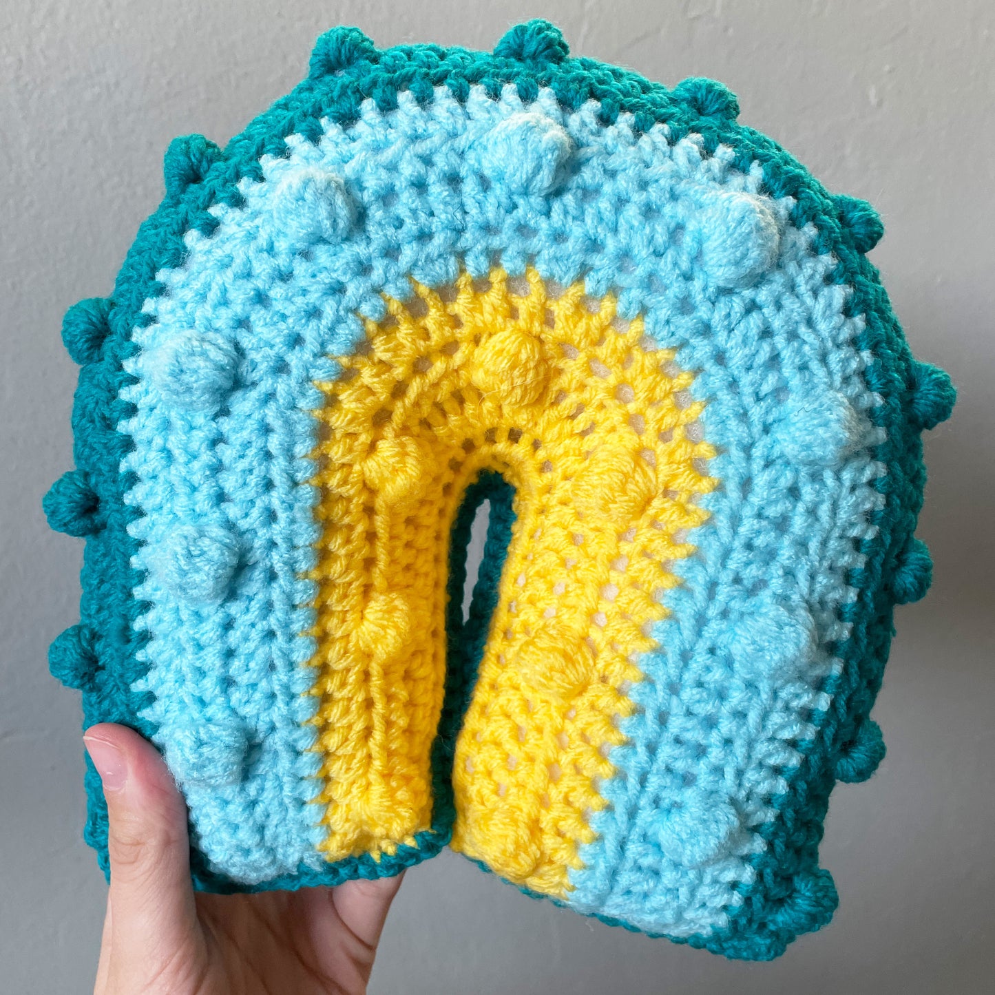 Blue and Yellow Rainbow Pillow