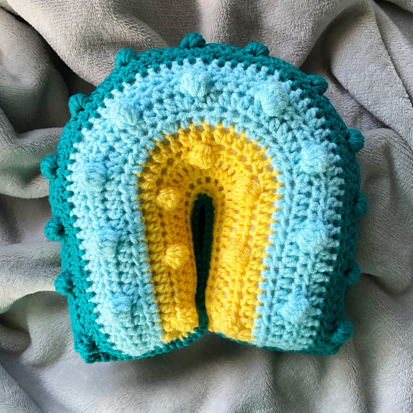 Blue and Yellow Rainbow Pillow