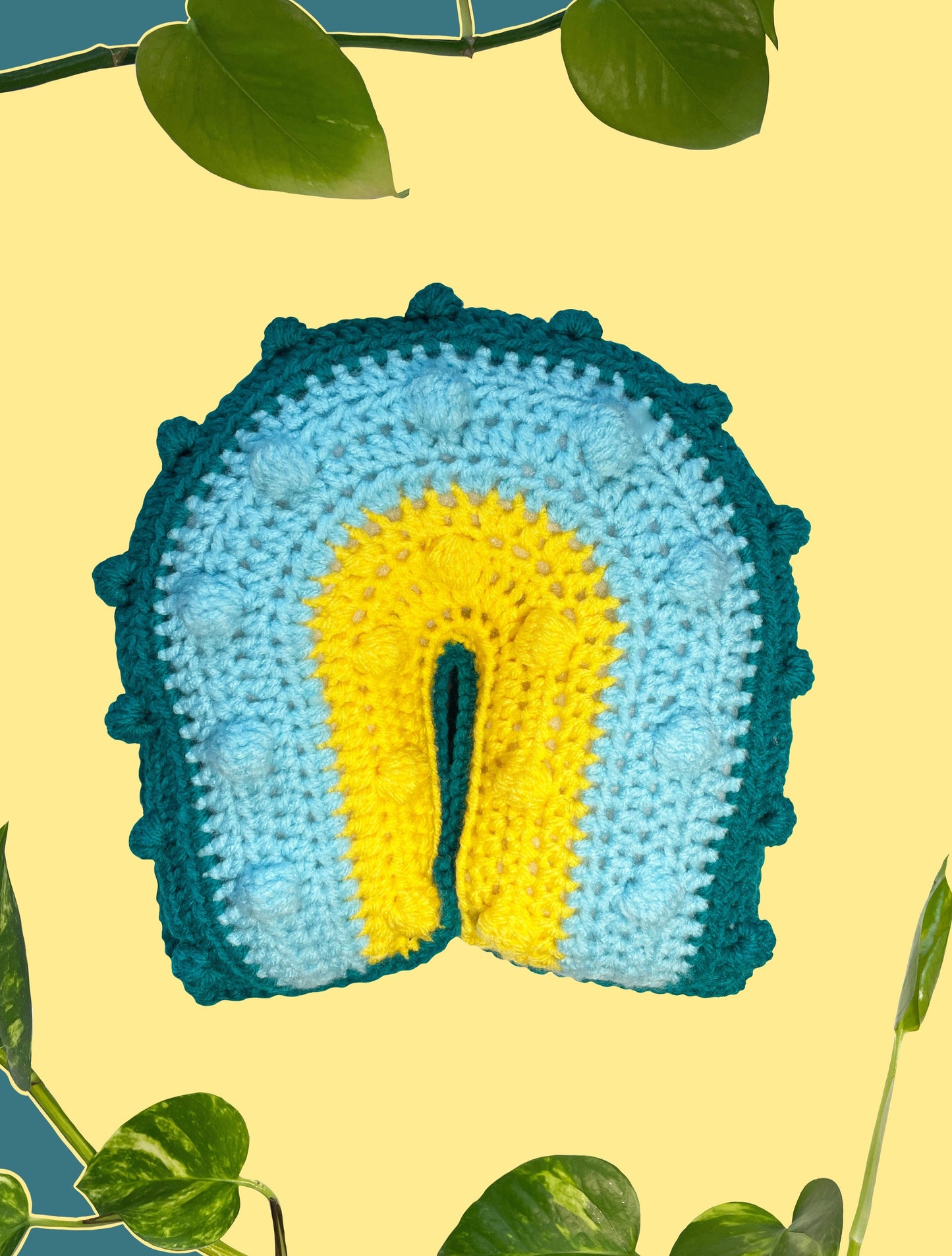 Blue and Yellow Rainbow Pillow