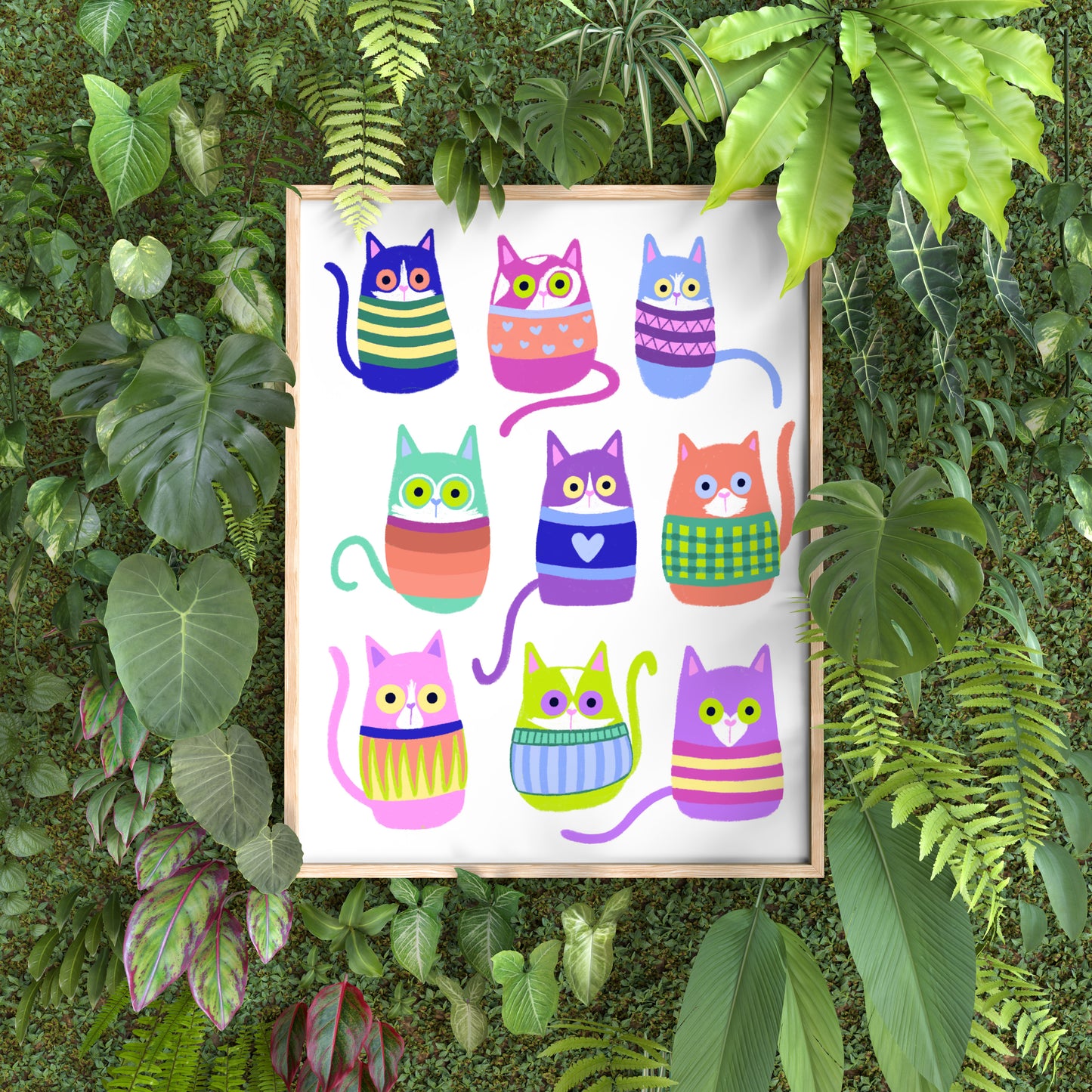 Cats in Sweaters 8x10 in. Art Print