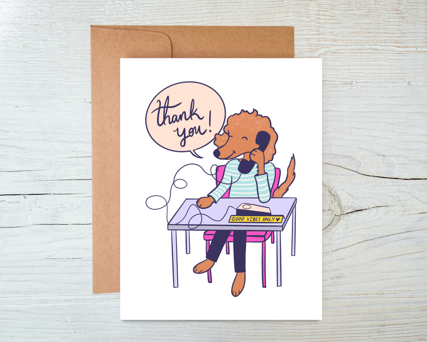 Dog Telephone Thank You Greeting Card