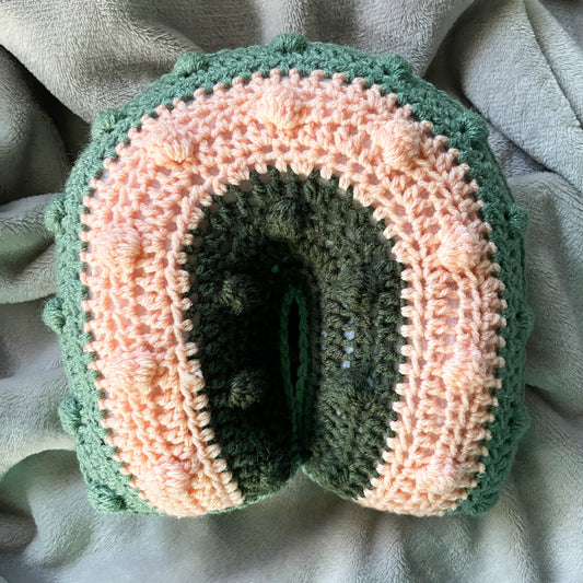 Dark Green and Cream Rainbow Pillow