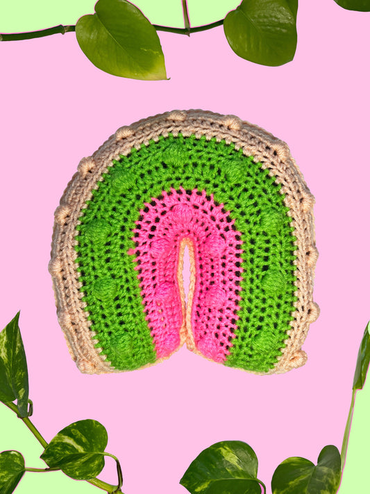 Pink and Green Rainbow Pillow