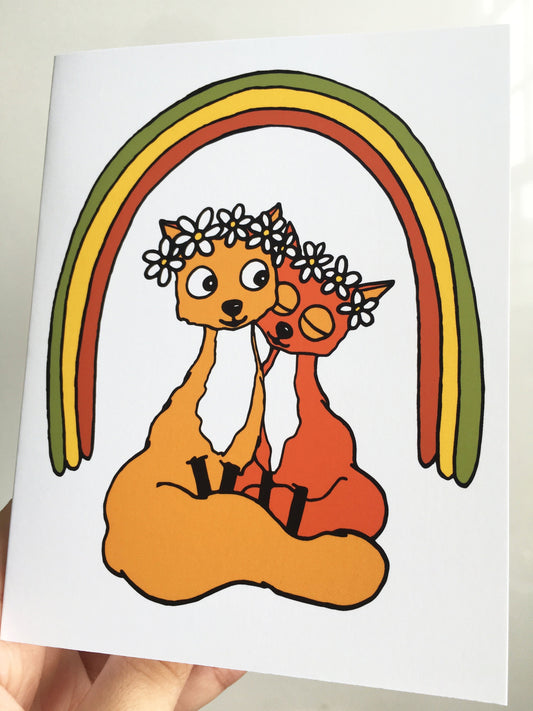 Fox snuggles Blank Greeting Card