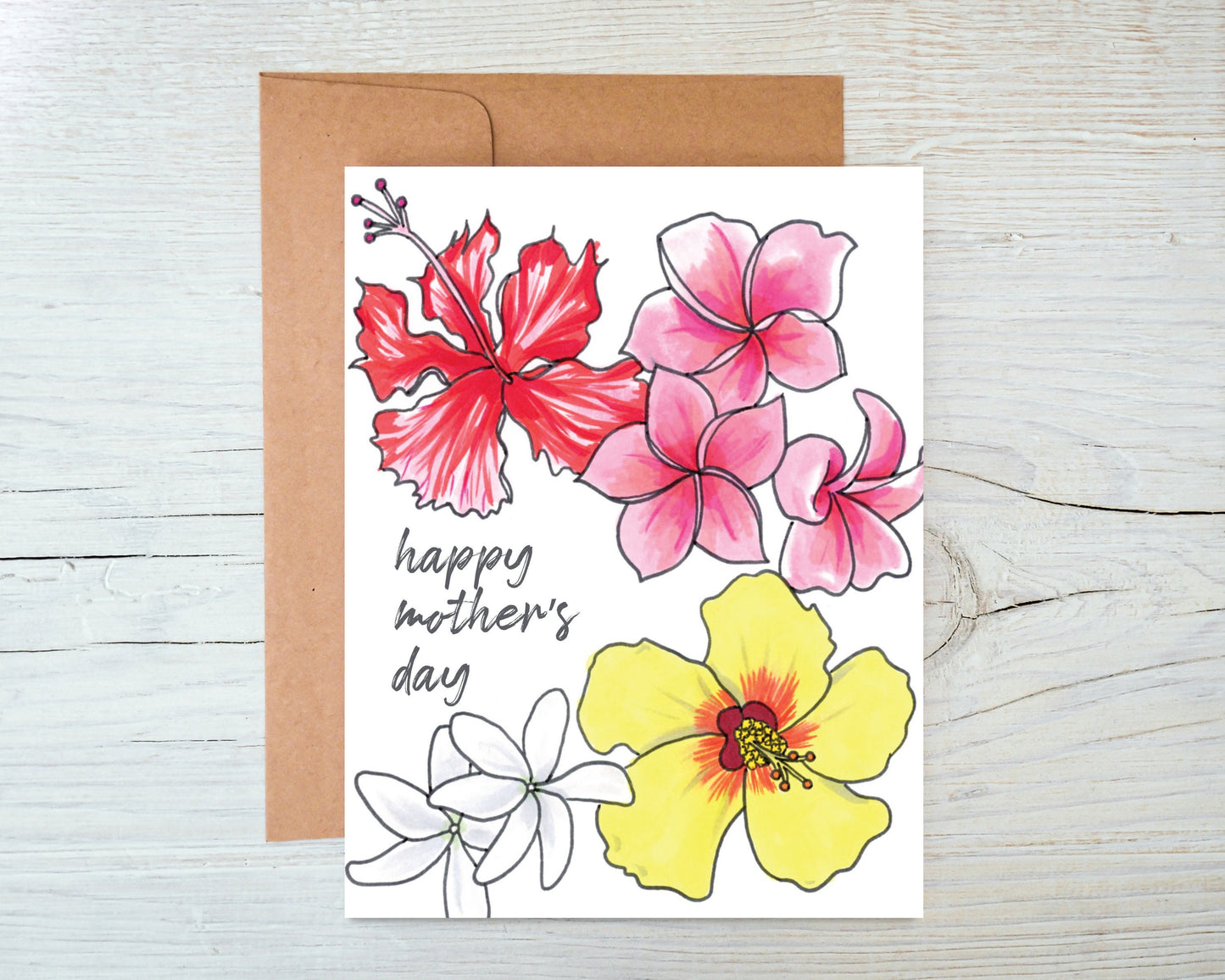 Hawaiian Flowers Mother's Day Greeting Card