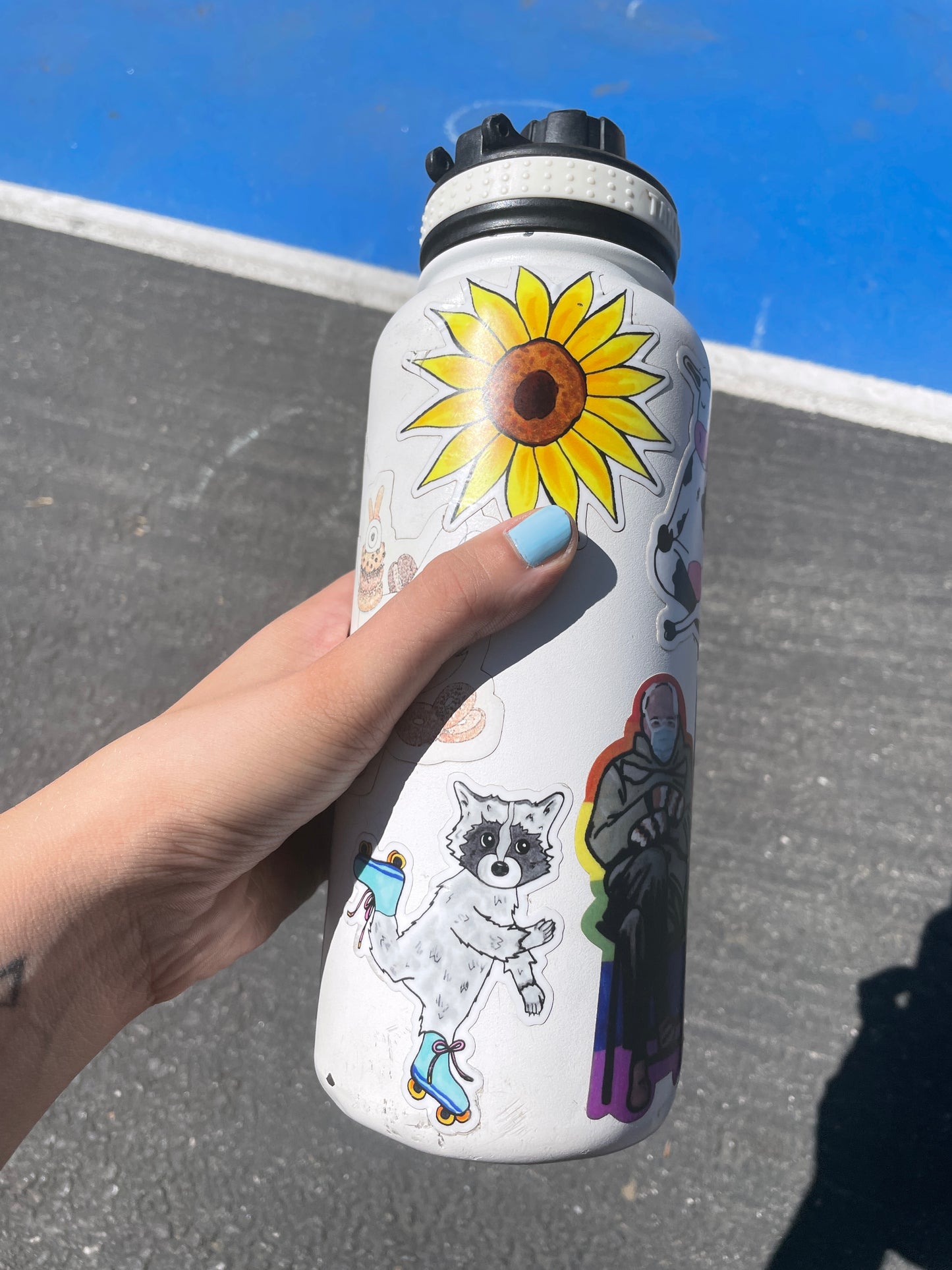 Raccoon Rollerskating Waterproof Vinyl Sticker