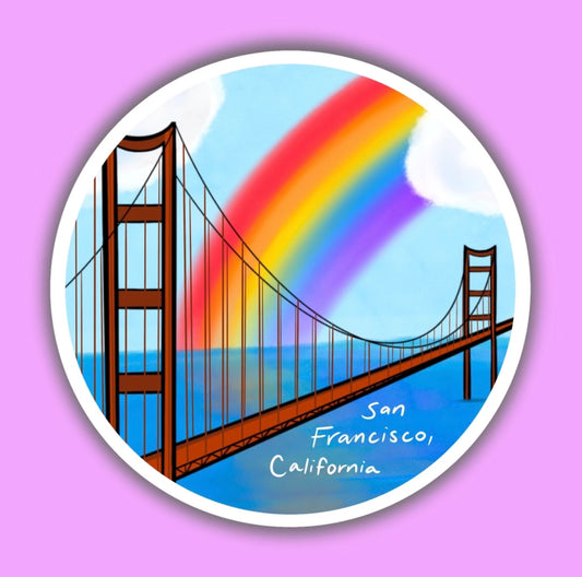 Golden Gate Bridge Rainbow Waterproof Vinyl Sticker