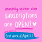 Monthly Sticker Club