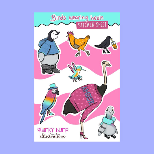 Birds Wearing Heels Sticker Sheet