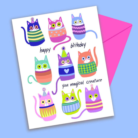 Cats in Sweaters Birthday Greeting Card