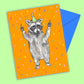 Middle Finger Raccoon Party Hat Greeting Card