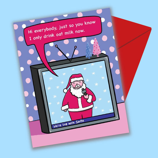 Santa Oat Milk Christmas Greeting Card