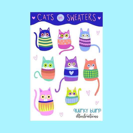 Cats in Sweaters Sticker Sheet
