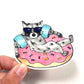 Raccoon Donut Float Waterproof Vinyl Sticker