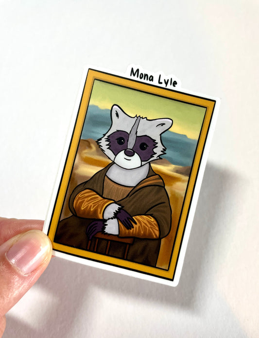 "Mona Lisa" Lyle The Raccoon Waterproof Vinyl Sticker