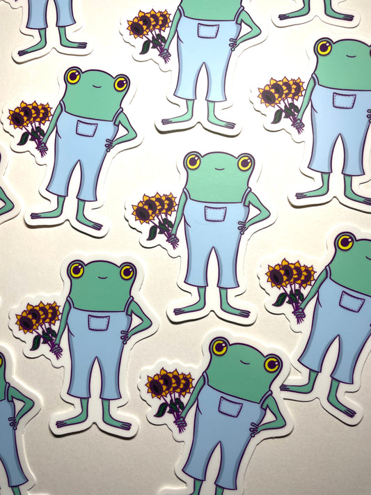 Sunflower Frog Waterproof Vinyl Sticker