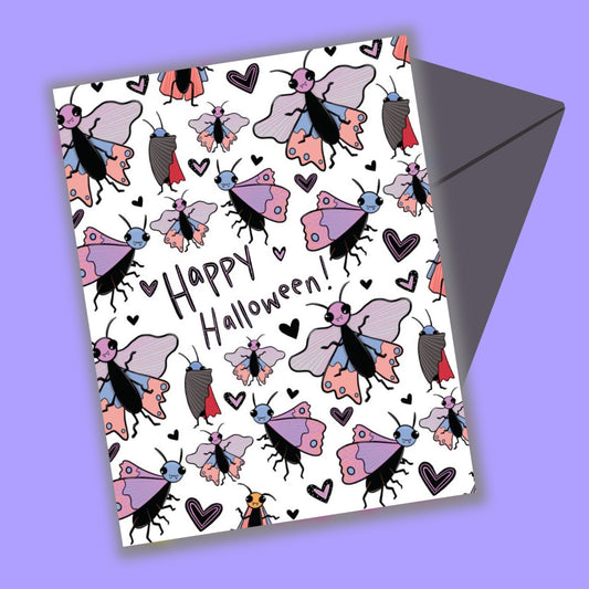 Vampire Moth Halloween Greeting Card