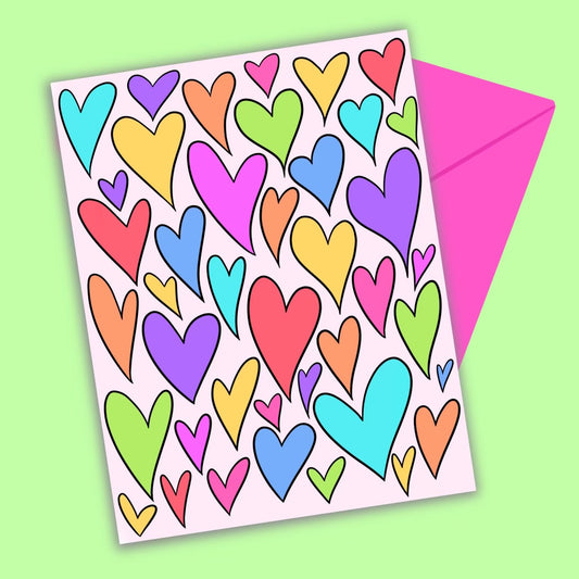Rainbow Hearts Greeting Card