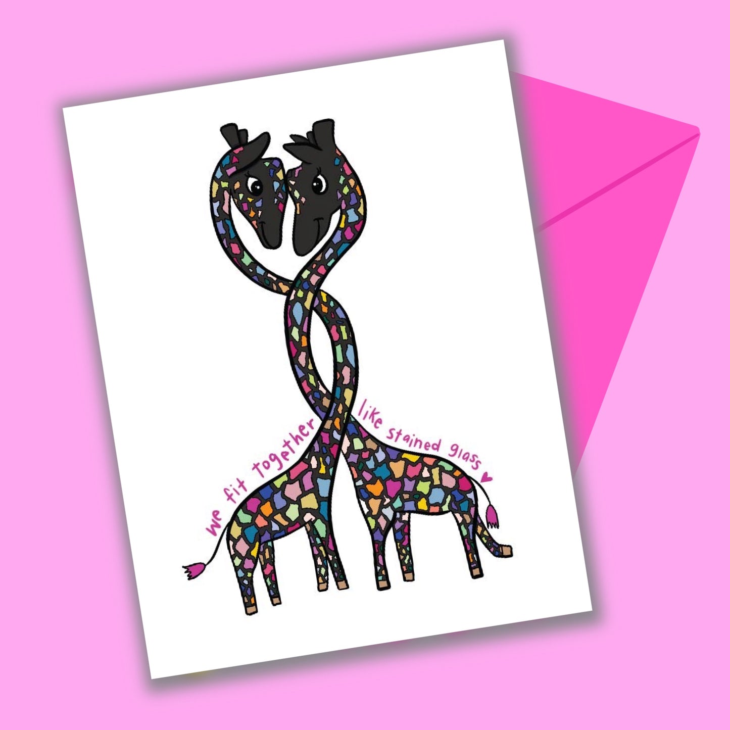Stained Glass Giraffes Greeting Card