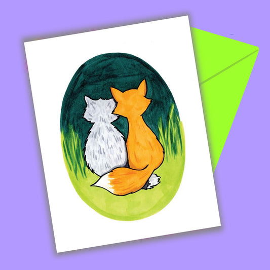 Fox and Raccoon Love Greeting Card
