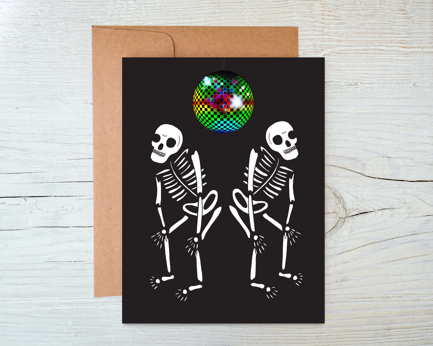 Skeleton Dance Party Halloween Greeting Card