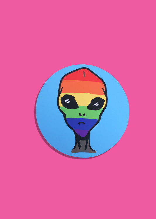 Rainbow Alien Waterproof Vinyl Sticker