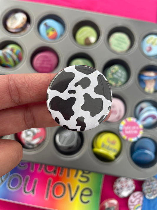 Cow Print Pinback Button