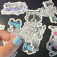 Raccoon Rollerskating Waterproof Vinyl Sticker